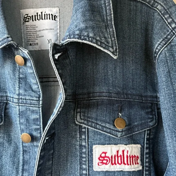 Sublime Brand Licensed Denim Jacket w/ Logo Patch and Large Sun Patch (Men’s XL) - Picture 2 of 10